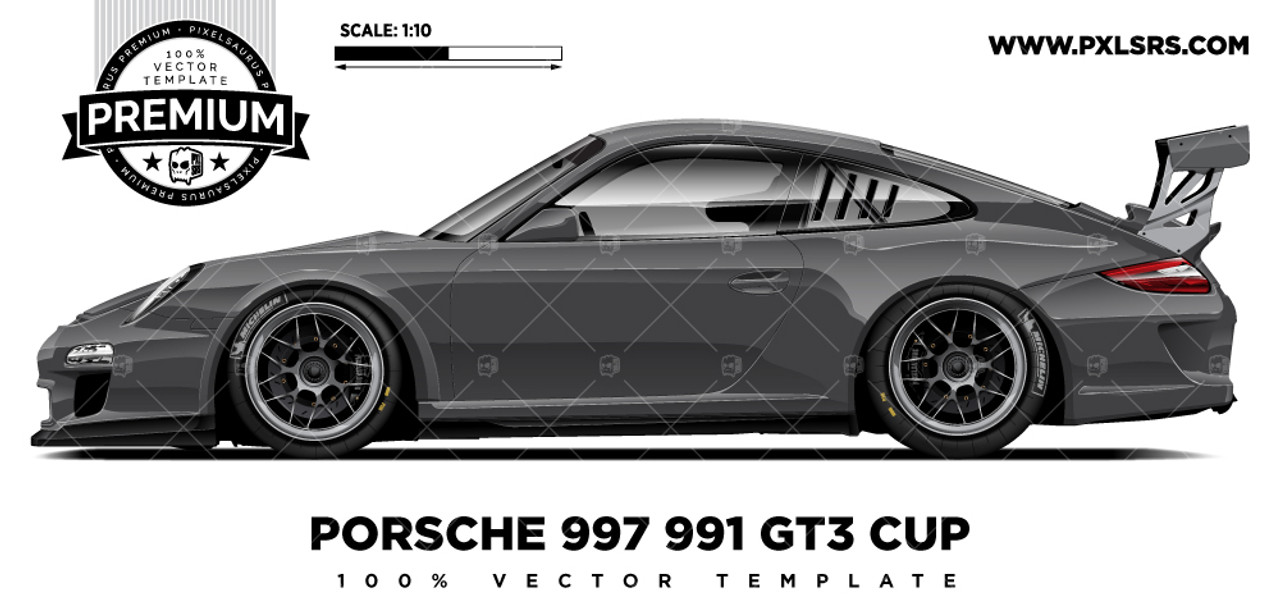 Porsche 997 Gt3 Cup Premium Side Vector Template