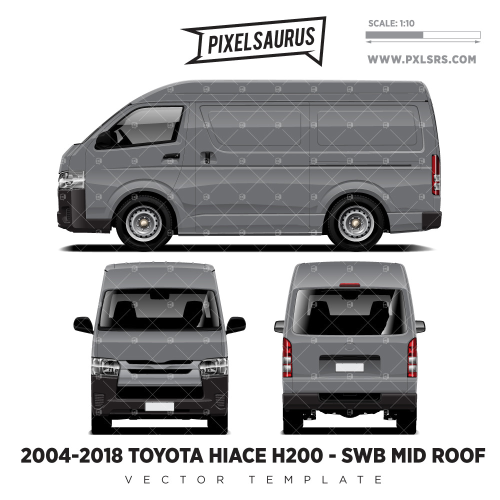 2004-2018 Toyota Hiace / Regius Ace (H200) SWB - Mid Roof vector
