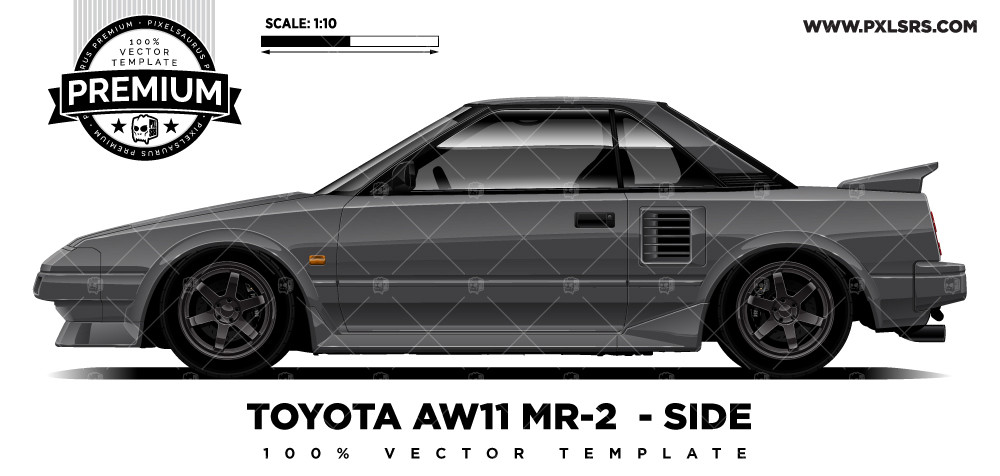 TOYOTA AW11 MR2 (W10) 'Premium' vector template - Pixelsaurus