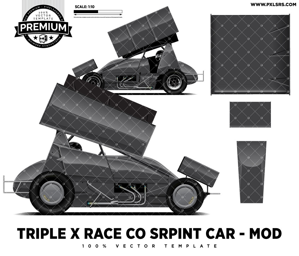 Triple X Race Co SPRINT CAR MOD 'Premium' Vector Template Pixelsaurus