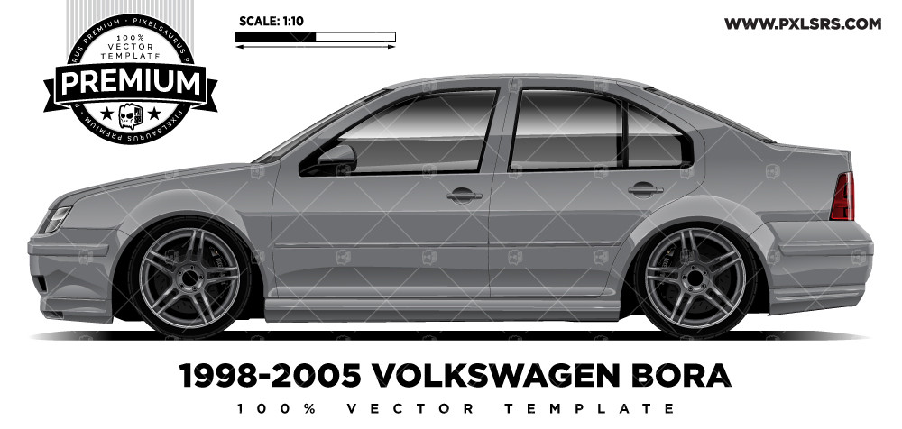 1998-2005 Volkswagen Bora V5 'Premium' Vector Template - Pixelsaurus