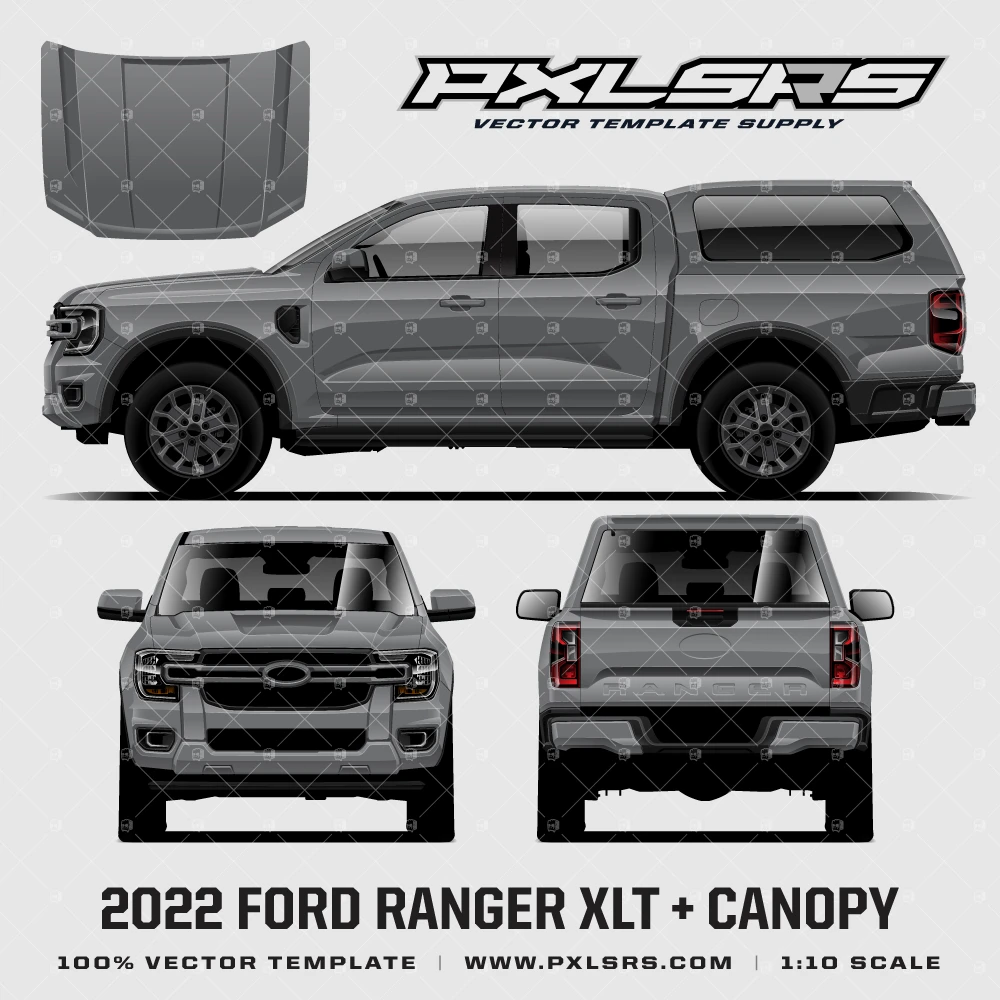 2022-2026 Ford Ranger XLT / SPORT + Canopy '100% Vector' Template