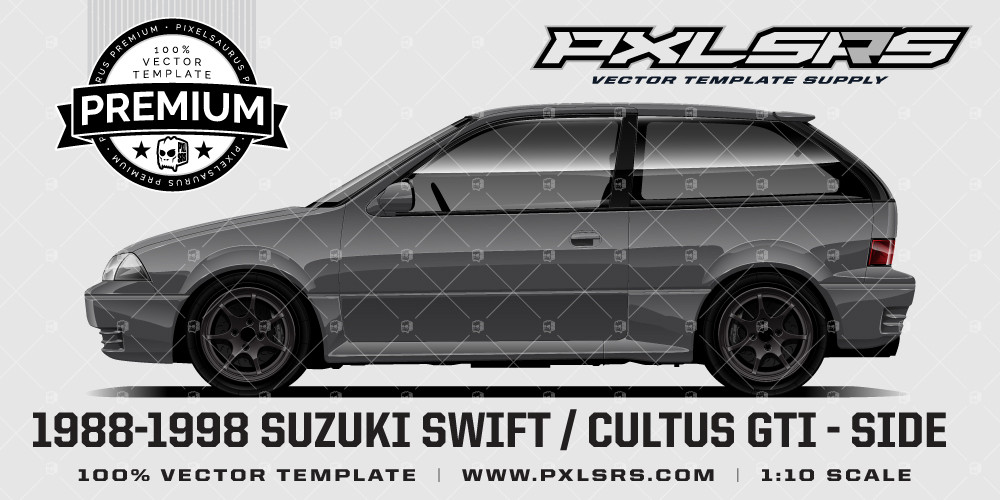 1988-1998 SUZUKI SWIFT / CULTUS GTI - SIDE 'Premium' Vector