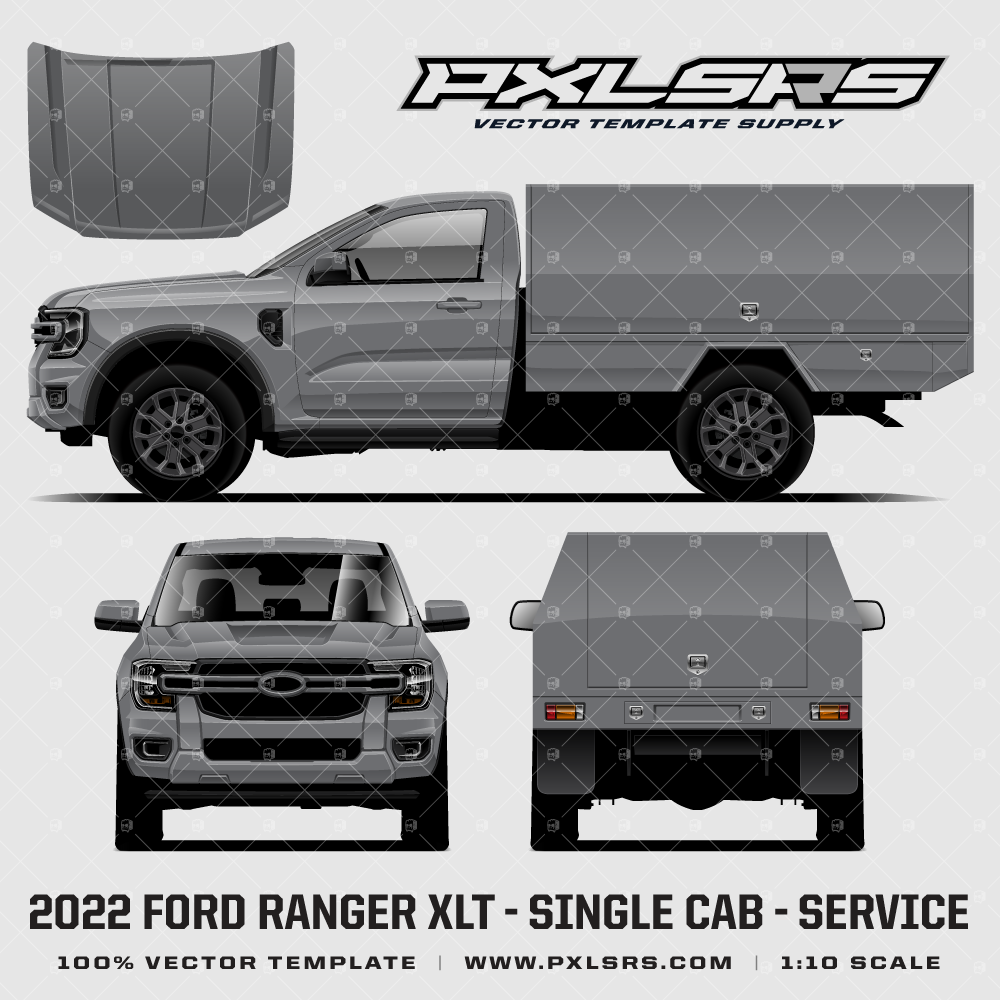 2022-2026 Ford Ranger - Single Cab - Service '100% Vector' Template