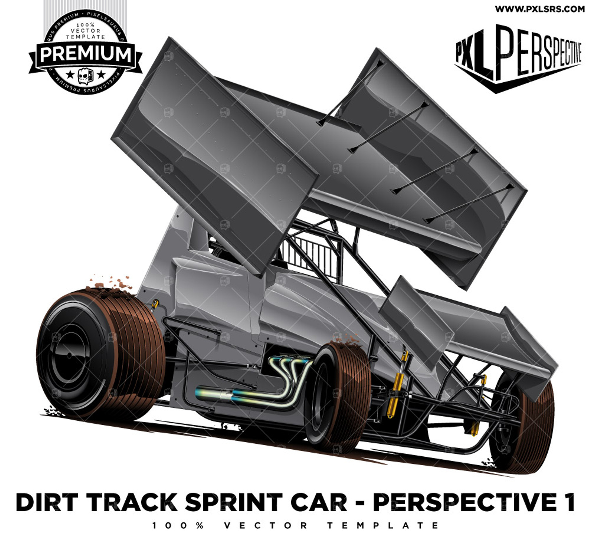 Dirt Track Sprint Car 'Premium Perspective' 100 Vector Template