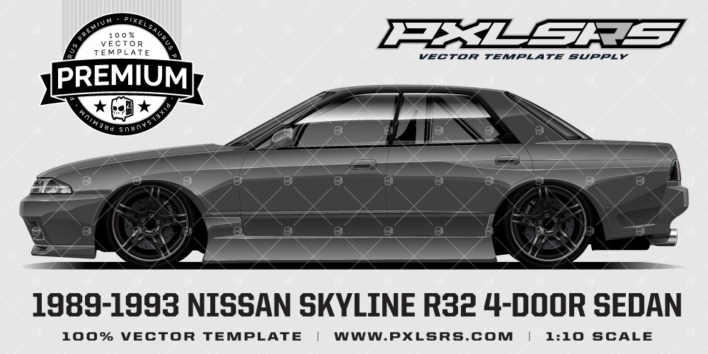 1989-1993 Nissan Skyline R32 4-Door Sedan 'PREMIUM SIDE' Vector ...