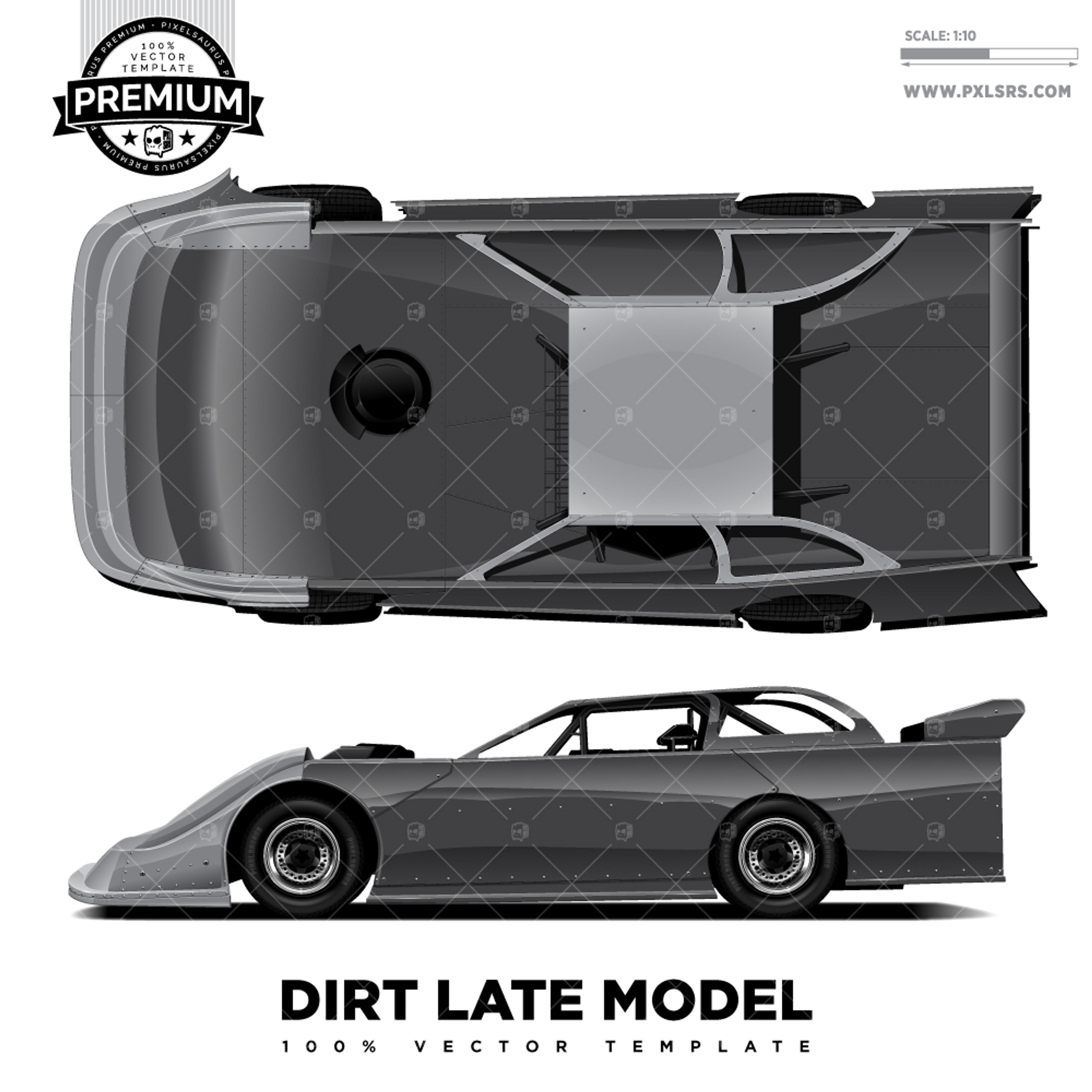 Pixelsaurus Dirt Late Model ‘Premium’ Vector Template