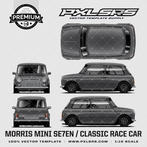 Morris Mini Se7en Classic Race Car Full 'Premium' Vector Template Morris Mini Se7en Classic Race Car Full 'Premium' Vector Template