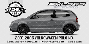2001-2005 Volkswagen Polo N9 - Side 'Premium' Vector Template 2001-2005 Volkswagen Polo N9 - Side 'Premium' Vector Template