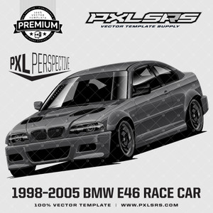 1998–2005 BMW E46 RACE CAR 'Premium Perspective' 100% Vector Template 1998–2005 BMW E46 RACE CAR 'Premium Perspective' 100% Vector Template
