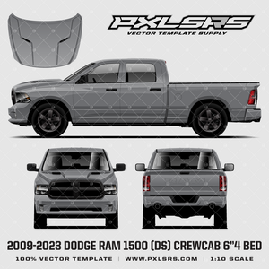 2009-2023 Dodge Ram 1500 (DS) Crew Cab 6"4 Bed '100% Vector' Template 2009-2023 Dodge Ram 1500 (DS) Crew Cab 6"4 Bed '100% Vector' Template