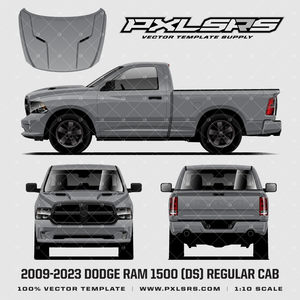 2009-2023 Dodge Ram 1500 (DS) Regular Cab '100% Vector' Template 2009-2023 Dodge Ram 1500 (DS) Regular Cab '100% Vector' Template