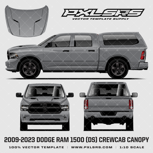 2009-2023 Dodge Ram 1500 (DS) Crew Cab + Canopy '100% Vector' Template 2009-2023 Dodge Ram 1500 (DS) Crew Cab + Canopy '100% Vector' Template
