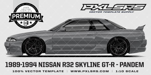 1989-1994 Nissan Skyline R32 GT-R Pandem - Side 'Premium' Vector Template 1989-1994 Nissan Skyline R32 GT-R Pandem - Side 'Premium' Vector Template