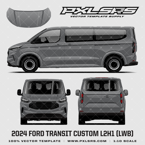 2024 Ford Transit/Tourneo Custom L2H1 LWB (Barndoor) Vector Template 2024 Ford Transit/Tourneo Custom L2H1 LWB (Barndoor) Vector Template