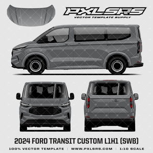 2024 Ford Transit/Tourneo Custom L1H1 SWB (Barndoor) Vector Template 2024 Ford Transit/Tourneo Custom L1H1 SWB (Barndoor) Vector Template