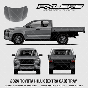 2024 Toyota Hilux Extra Cab + Tray  '100% Vector' Template 2024 Toyota Hilux Extra Cab + Tray  '100% Vector' Template