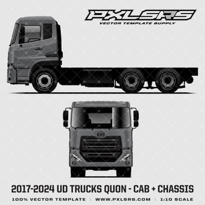 2017-2024 UD TRUCKS QUON - CAB + CHASSIS Vector Template 2017-2024 UD TRUCKS QUON - CAB + CHASSIS Vector Template