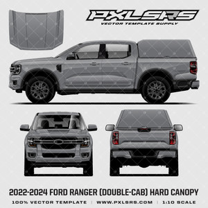 2022-2024 Ford Ranger - Double Cab - Hard Canopy '100% Vector' Template 2022-2024 Ford Ranger - Double Cab - Hard Canopy '100% Vector' Template