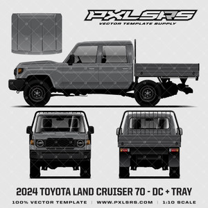 2024+ Toyota Land Cruiser 70 Series Double Cab + Tray '100% Vector' Template 2024+ Toyota Land Cruiser 70 Series Double Cab + Tray '100% Vector' Template
