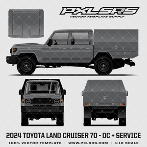 2024+ Toyota Land Cruiser 70 Series Double Cab + Service '100% Vector' Template 2024+ Toyota Land Cruiser 70 Series Double Cab + Service '100% Vector' Template