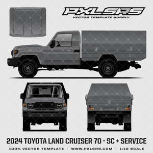 2024+ Toyota Land Cruiser 70 Series Single Cab + Service '100% Vector' Template 2024+ Toyota Land Cruiser 70 Series Single Cab + Service '100% Vector' Template