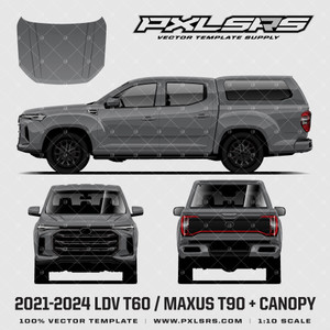 2021-2024 LDV T60 / MAXUS T90 Double Cab + Canopy -  'Vector' template 2021-2024 LDV T60 / MAXUS T90 Double Cab + Canopy -  'Vector' template