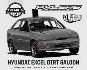 Hyundai Excel Dirt Jr Sedan 'Premium Perspective' 100% Vector Template Hyundai Excel Dirt Jr Sedan 'Premium Perspective' 100% Vector Template