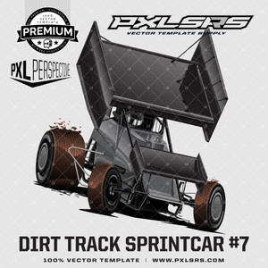Dirt Track Sprint Car #7 'Premium Perspective' 100% Vector Template