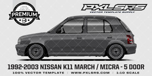 1992-2003 NISSAN K11 MARCH / MICRA - SIDE 'Premium' Vector Template