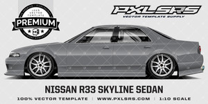 Nissan R33 Skyline Sedan 'PREMIUM' vector template Nissan R33 Skyline Sedan 'PREMIUM' vector template