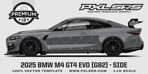 2025 BMW M4 GT4 EVO (G82) - Side 'Premium' Vector Template 2025 BMW M4 GT4 EVO (G82) - Side 'Premium' Vector Template