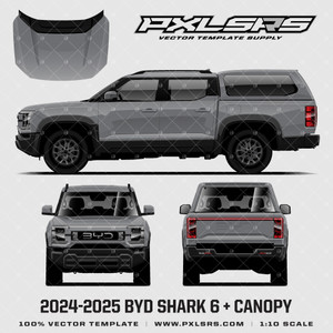 2024-2025 BYD Shark 6 Ute + Canopy '100% Vector' Template 2024-2025 BYD Shark 6 Ute + Canopy '100% Vector' Template