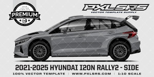 2021-2025 Hyundai i20n Rally2 - Side 'Premium' Vector Template 2021-2025 Hyundai i20n Rally2 - Side 'Premium' Vector Template