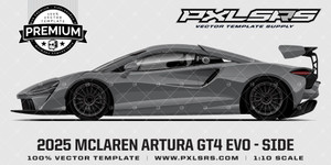 2025 McLaren Artura GT4 Evo 'Premium Side' Vector Template 2025 McLaren Artura GT4 Evo 'Premium Side' Vector Template