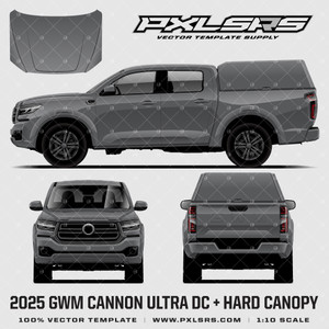 2025 GWM Cannon Ultra / Great Wall P-Series Double Cab + Hard Canopy '100% Vector' Template 2025 GWM Cannon Ultra / Great Wall P-Series Double Cab + Hard Canopy '100% Vector' Template