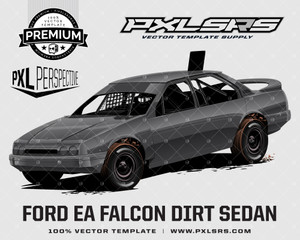 Ford EA Falcon Saloon Front 3/4 'Premium Perspective' 100% Vector Template