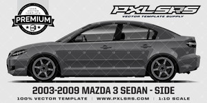 2003-2009 MAZDA 3 Sedan 'PREMIUM' Vector Template 2003-2009 MAZDA 3 Sedan 'PREMIUM' Vector Template