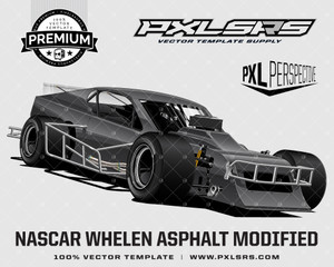 Asphalt Modified Stock Car  (Nascar Whelen) Perspective 'Premium' Vector Template