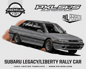Subaru Legacy Group A Rally Car Front 3/4 'Premium Perspective' 100% Vector Template