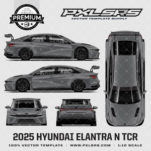 2025 HYUNDAI ELANTRA N TCR - FULL 'Premium' Vector Template 2025 HYUNDAI ELANTRA N TCR - FULL 'Premium' Vector Template