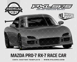 Mazda FD RX7 - Pro7 Race Car 'Premium Perspective' 100% Vector Template RX-7