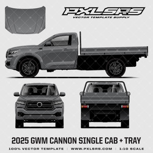 2025 GWM Cannon Single Cab + Tray '100% Vector' Template 2025 GWM Cannon Single Cab + Tray '100% Vector' Template