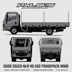 2026 Isuzu ELF / N-Series Tradepack D34 (NLR) Standard Cab - Vector Template