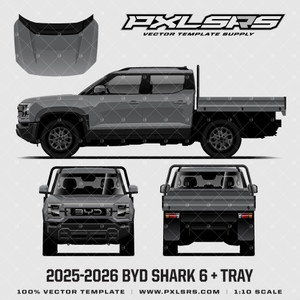 2025-2026 BYD SHARK 6 UTE + TRAY '100% Vector' Template 2025-2026 BYD SHARK 6 UTE + TRAY '100% Vector' Template
