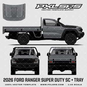 2026 Ford Ranger Super Duty - Single Cab + Tray '100% Vector' Template
