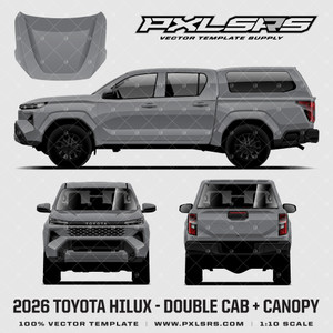 2026 Toyota Hilux Travo Double Cab + Canopy '100% Vector' Template