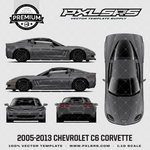 2005-2013 Chevrolet C6 Corvette - Full 'Premium' Vector Template
