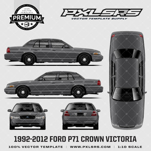 1992-2012 Ford P71 Crown Victoria - Full 'Premium' Vector Template