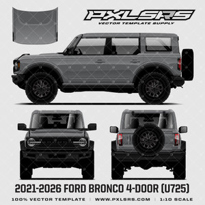 2012-2026 Ford Bronco 4-Door (U725) '100% Vector' Template